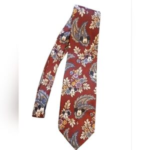 VINTAGE DISNEY Maroon Red Paisley Pattern Silk Tie.  Mens.